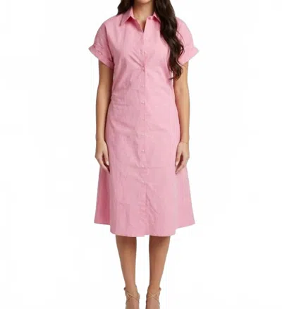 Never A Wallflower Aster Short Sleeve Shirt Dress In Prism Pink