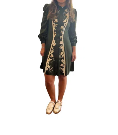 Never A Wallflower August Embroidery Mini Short Dress In Green