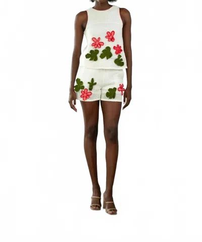 Never A Wallflower Baja Shorts In Lily Crochet In Multi
