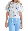 Never A Wallflower Bubble Floral Calla Top In Blue In White