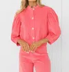 Never A Wallflower Button-down Jacket In Pink Corduroy In Multi