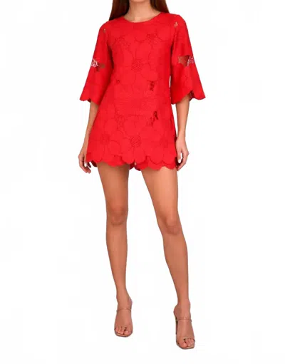Never A Wallflower Camilla Short Caftan Mini Dress In Red Cutout Floral