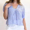 NEVER A WALLFLOWER CHECK TOP IN PINK & BLUE