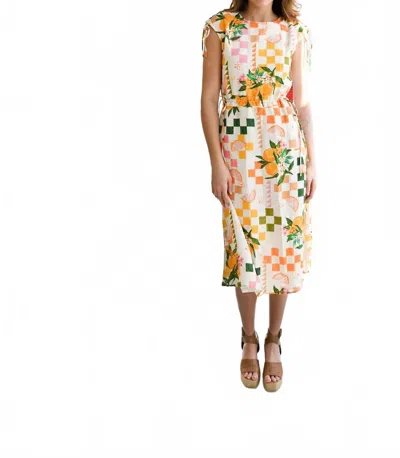 Never A Wallflower Cinch Waist Short Dress In Oranges In Multi