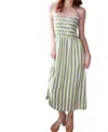 Never A Wallflower Grass Stripe Corset Dress In Green In Green
