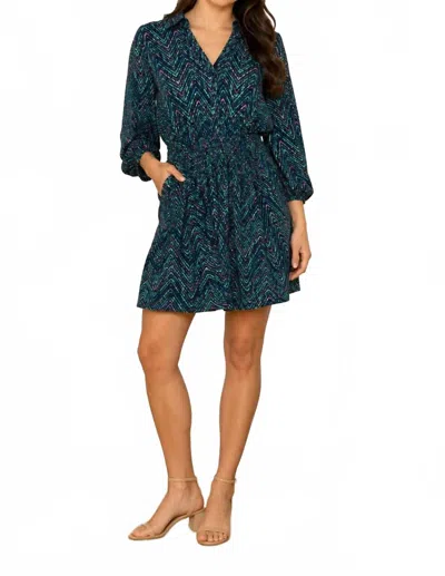Never A Wallflower Cynthia Mini Dress In Zigzag Blue