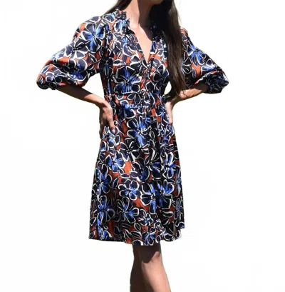 Never A Wallflower Elastic Collar Dress In Floral In Black