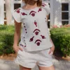 Never A Wallflower Embroidered Seashell Top In Multi