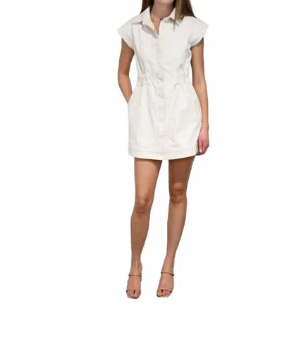 Never A Wallflower Epaulet Short Dress In Bone Denim In Neutral