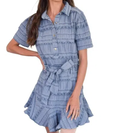 Never A Wallflower Everything Short Sleeve Top In Blue Floral Jacquard In Multi