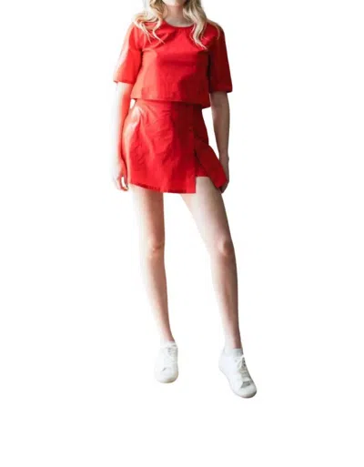 Never A Wallflower Game Day Solid Skort In Red