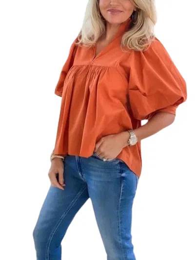 Never A Wallflower Game Day Top In Burnt Orange In Multi