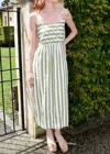 Never A Wallflower Grass Stripe Corset Dress In Green
