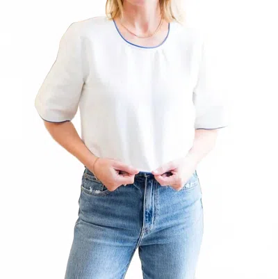 Never A Wallflower Half Sleeve Scoop Neck Crop Top In Ivory In White