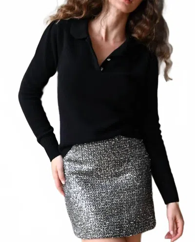Never A Wallflower Henley Sweater In Black