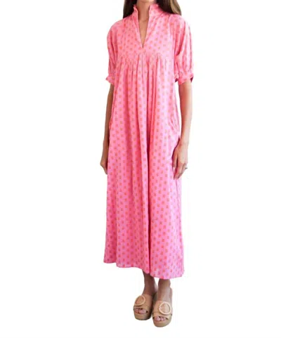 Never A Wallflower High Neck Midi Dress In 9 Dot Punch In Pink