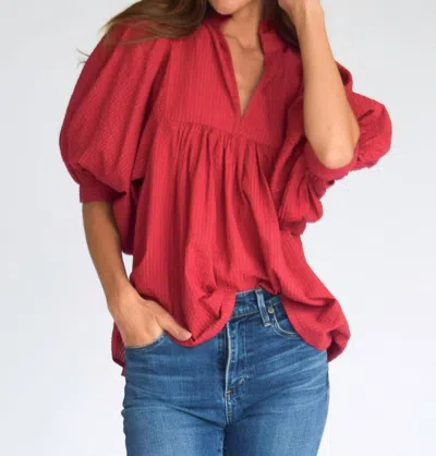 Never A Wallflower High Neck Top In Burgundy In White