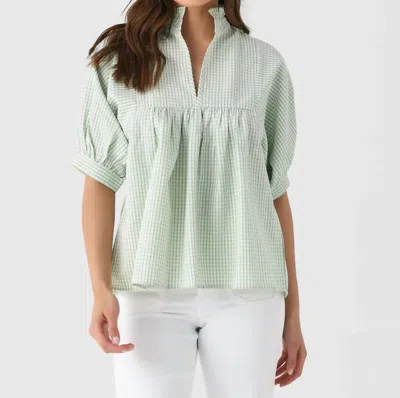 Never A Wallflower High Neck Top In Green Plaid