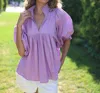 NEVER A WALLFLOWER HIGH NECK TOP IN LILA LAVENDER