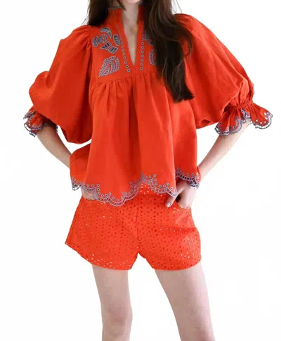Never A Wallflower High Neck Top In Orange