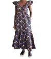 Never A Wallflower Isabelle Dress In Olive Wax In Multi