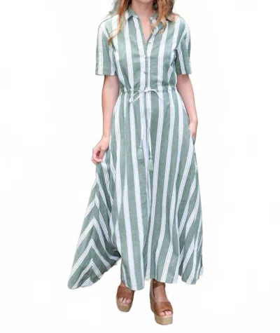 Never A Wallflower Kelli Short Sleeve Maxi Dress In Green Stripe