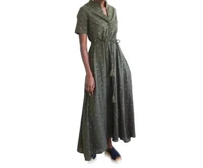 Never A Wallflower Kelli Short Sleeve Maxi Dress In Olive Geo In Multi