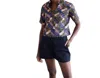 Never A Wallflower Kelli Short Sleeve Top In Olive Wax Print In Multi