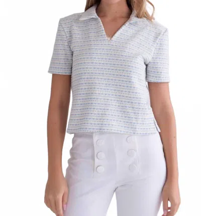 Never A Wallflower Knit Pop Over Short Sleeve Top In Beryl Knit In Multi