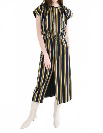 Never A Wallflower Limelight Top Shirting Dress In Striped In Multi