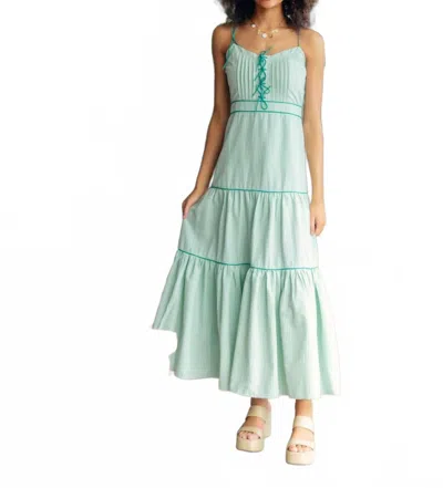 Never A Wallflower Lindsey Long Dress In Green Plaid In White