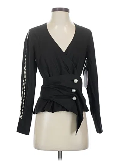 Pre-owned Never A Wallflower Long Sleeve Blouse In Black