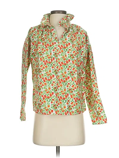 Pre-owned Never A Wallflower Long Sleeve Blouse In Green