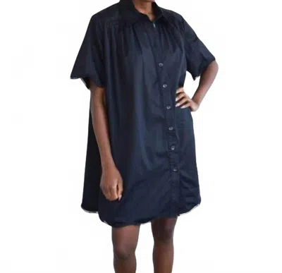 Never A Wallflower Megan Dress In Black Sateen In Blue