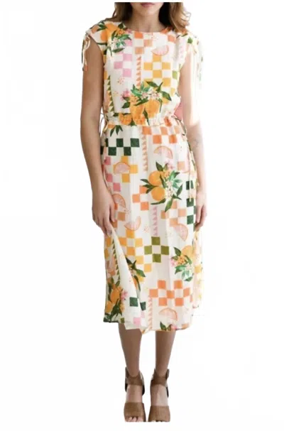 Never A Wallflower Oranges Cinch Waist Dress In Citrus