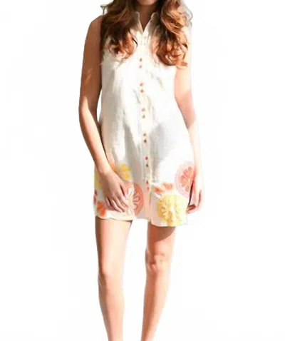 Never A Wallflower Oranges Mini Dress In Oranges Embroidery In White