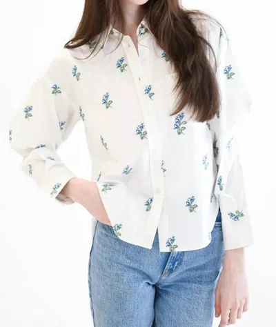 Never A Wallflower Over Sized Floral Jacquard Shirt In Whute In White