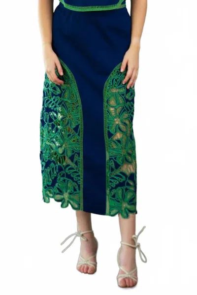 Never A Wallflower Palermo Midi Skirt In Blue