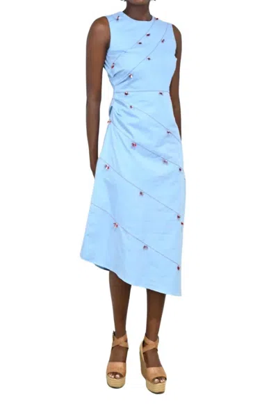 Never A Wallflower Poppy Beaded Long Dress In Blue