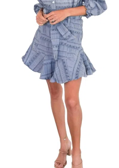 Never A Wallflower Prairie Mini Skirt In Blue Floral Jacquard In Multi