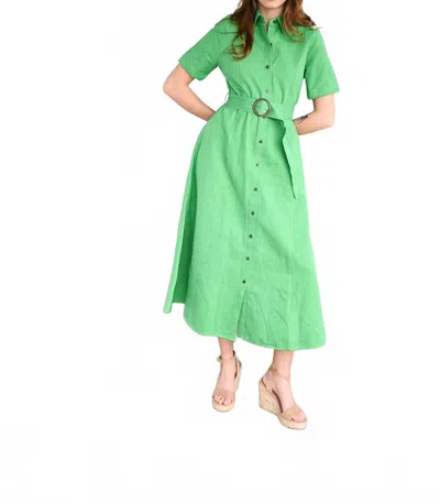 Never A Wallflower Princess Seam Short Sleeve Dress In Kelly Green