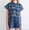 Never A Wallflower Pull On Short In Navy In Blue