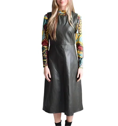 Never A Wallflower Purslane Faux Leather Dress In Olive In Green