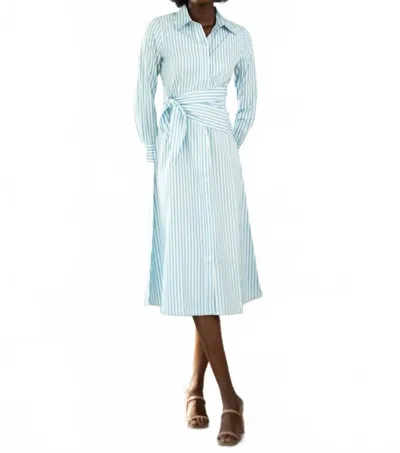 Never A Wallflower Sasha Shirt Midi Dress In Blue Stripe