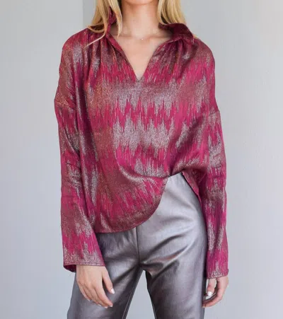 Never A Wallflower Satin Georgia Blouse In Pink Multi