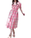 Never A Wallflower Scoop Neck Lisa Dress In Pink Plaid In Pink