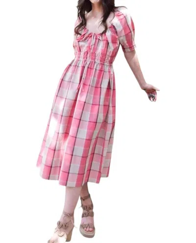 Never A Wallflower Scoop Neck Lisa Dress In Pink Plaid In Multi