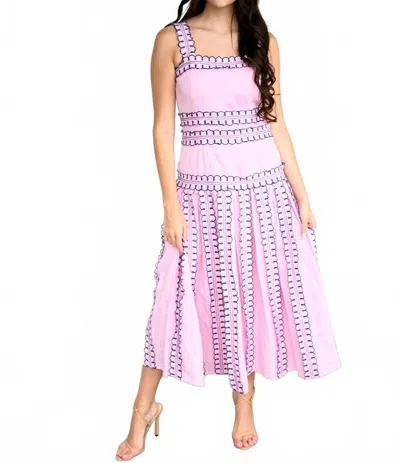 Never A Wallflower Shannon Midi Dress In Prism Pink Embroidery
