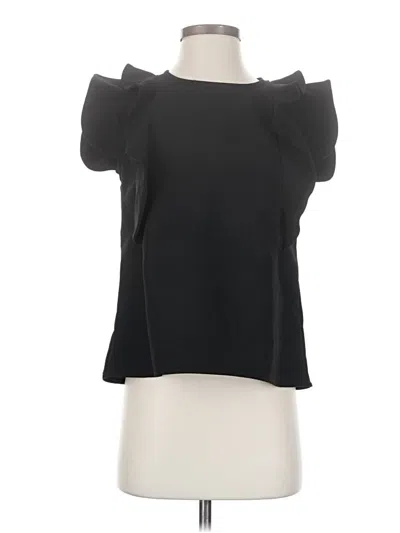 Pre-owned Never A Wallflower Short Sleeve Blouse In Black