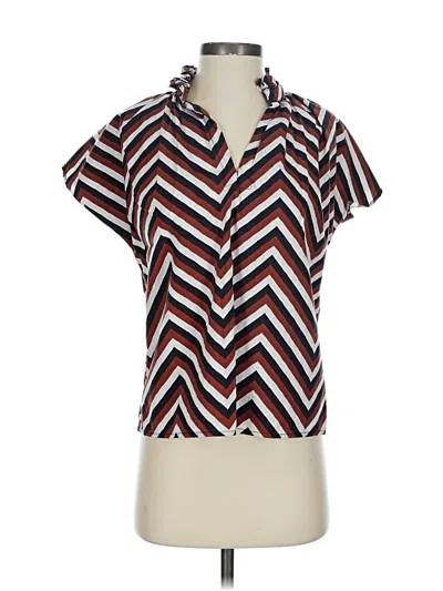 Pre-owned Never A Wallflower Short Sleeve Blouse In Brown